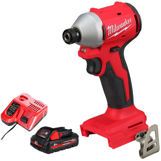 Milwaukee M18BLIDRC-0 18V Brushless 1/4" Impact Driver with 1 x 3.0Ah Battery & Charger