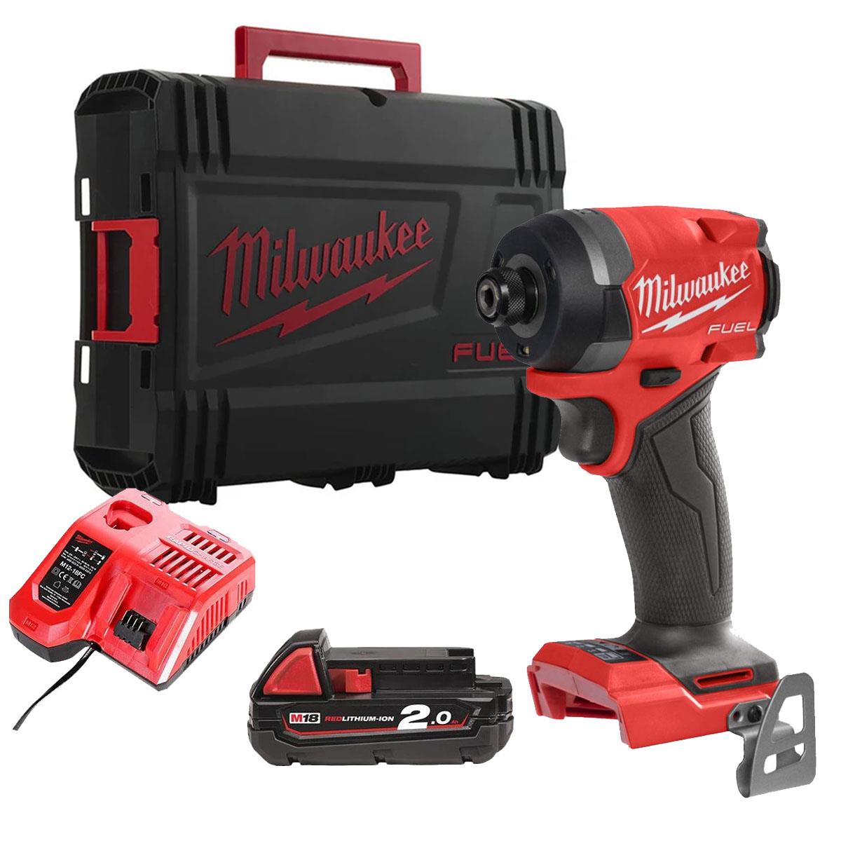 Milwaukee M18ONEID3-0X 18V FUEL ONE-KEY Brushless 1/4" Impact Driver with 1 x 2.0Ah Battery Charger & Empty Tool Box (Without Inlay)