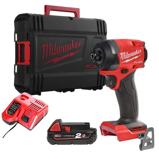 Milwaukee M18ONEID3-0X 18V FUEL ONE-KEY Brushless 1/4" Impact Driver with 1 x 2.0Ah Battery Charger & Empty Tool Box (Without Inlay)