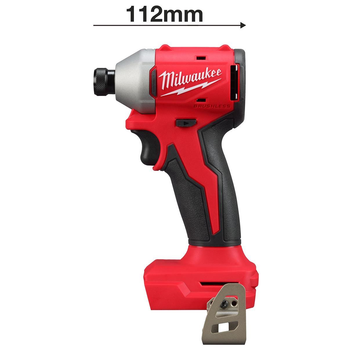 Milwaukee M18BLIDRC-0 18V Brushless 1/4" Impact Driver  with 1 x 5.0Ah Battery Charger & Empty Tool Box