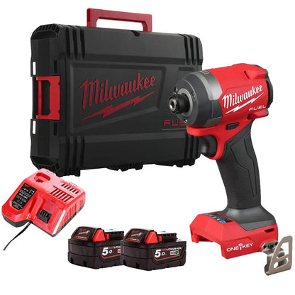 Milwaukee M18ONEID3-502X FUEL 18V Brushless 1/4" Impact Driver with 2 x 5.0Ah Batteries, Charger & Empty Tool Box (Without Inlay)