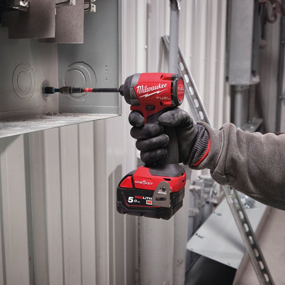 Milwaukee M18ONEID3-502X FUEL 18V Brushless 1/4" Impact Driver with 2 x 5.0Ah Batteries, Charger & Empty Tool Box (Without Inlay)