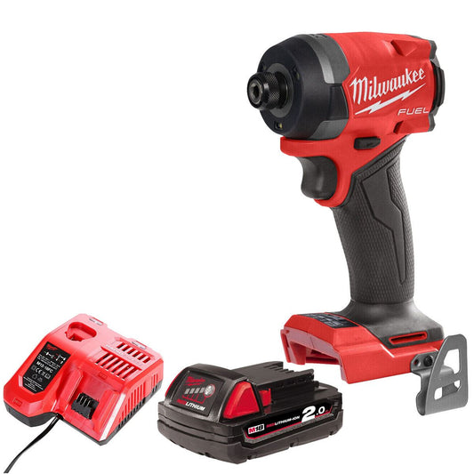 Milwaukee M18FID3-0 18V Fuel Brushless 1/4" Impact Driver with 1 x 2.0Ah Battery & Charger
