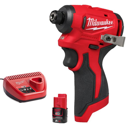 Milwaukee M12BLIDRC-0 12V Brushless Compact Impact Driver with 1 x 2.0Ah Battery & Charger
